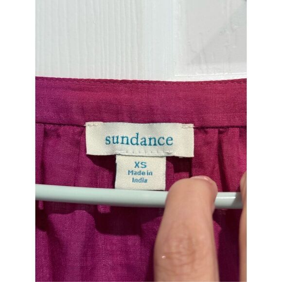 Sundance Blouse Shayda Embroidered Peasant Tassel Ties Berry Tunic Top Women's - Picture 6 of 15